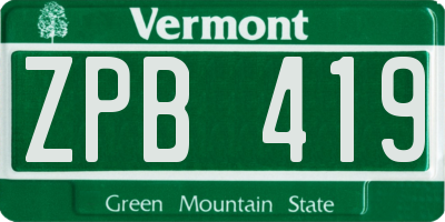 VT license plate ZPB419