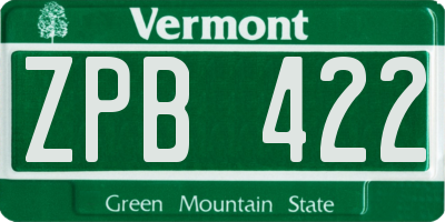 VT license plate ZPB422