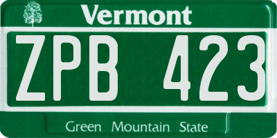 VT license plate ZPB423