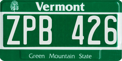 VT license plate ZPB426