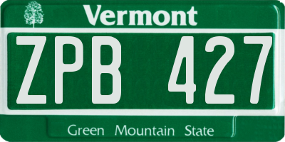 VT license plate ZPB427