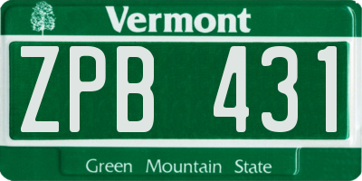 VT license plate ZPB431