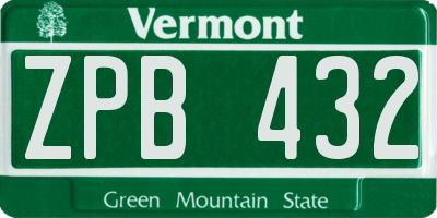 VT license plate ZPB432