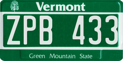 VT license plate ZPB433