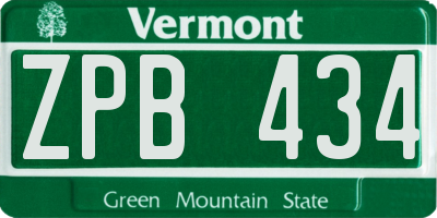 VT license plate ZPB434