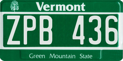 VT license plate ZPB436