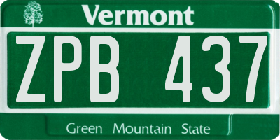 VT license plate ZPB437