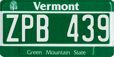 VT license plate ZPB439