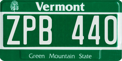 VT license plate ZPB440