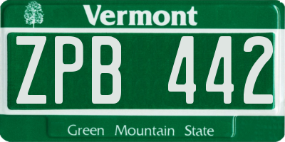 VT license plate ZPB442