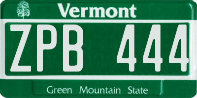 VT license plate ZPB444