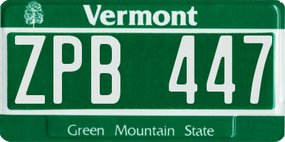 VT license plate ZPB447