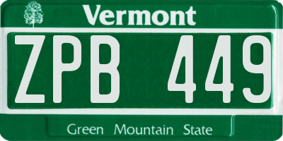 VT license plate ZPB449