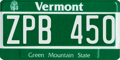 VT license plate ZPB450