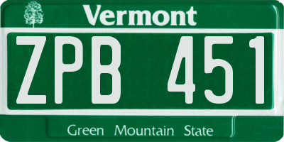 VT license plate ZPB451