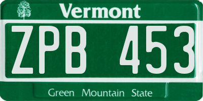 VT license plate ZPB453