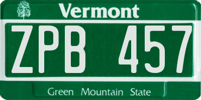 VT license plate ZPB457