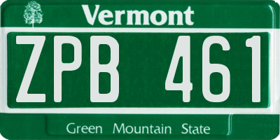 VT license plate ZPB461