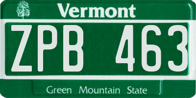 VT license plate ZPB463