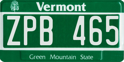 VT license plate ZPB465