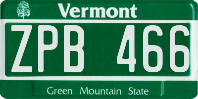 VT license plate ZPB466