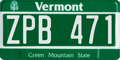 VT license plate ZPB471