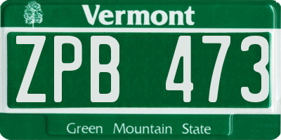 VT license plate ZPB473