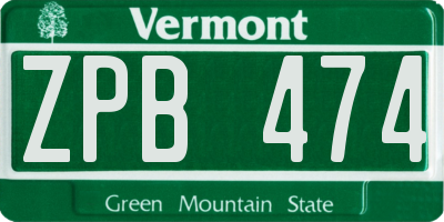 VT license plate ZPB474