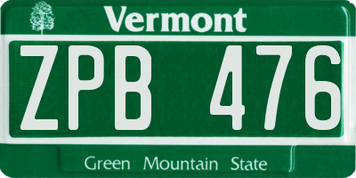 VT license plate ZPB476