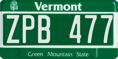 VT license plate ZPB477