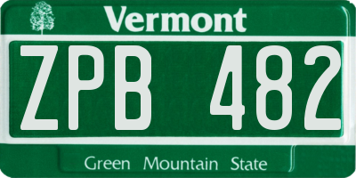 VT license plate ZPB482