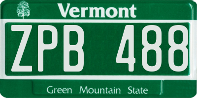 VT license plate ZPB488