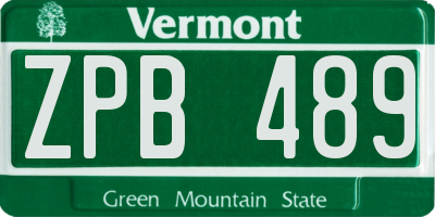 VT license plate ZPB489