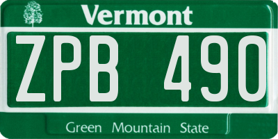VT license plate ZPB490
