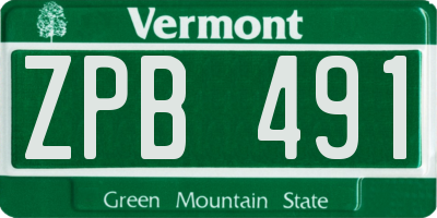 VT license plate ZPB491