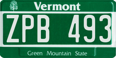 VT license plate ZPB493