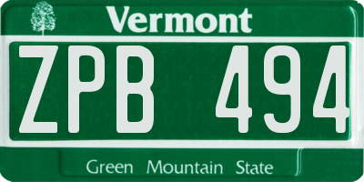 VT license plate ZPB494
