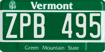 VT license plate ZPB495