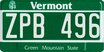 VT license plate ZPB496