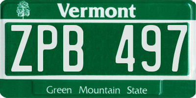 VT license plate ZPB497
