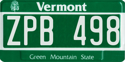 VT license plate ZPB498