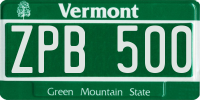 VT license plate ZPB500