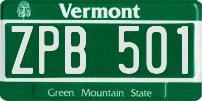 VT license plate ZPB501