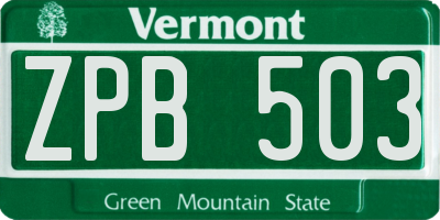 VT license plate ZPB503
