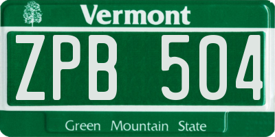 VT license plate ZPB504