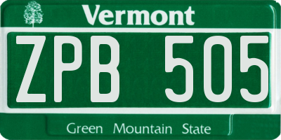 VT license plate ZPB505