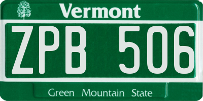 VT license plate ZPB506