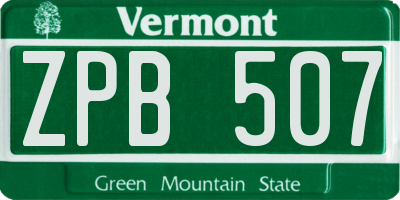 VT license plate ZPB507