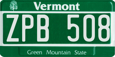VT license plate ZPB508