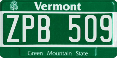 VT license plate ZPB509